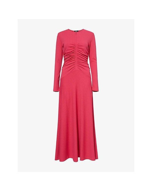 ME+EM Textured Ruched Woven Maxi Dress