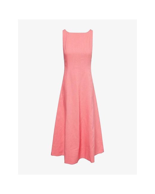 ME+EM Pink Contour-Seamed Sleeveless Woven Maxi Dress