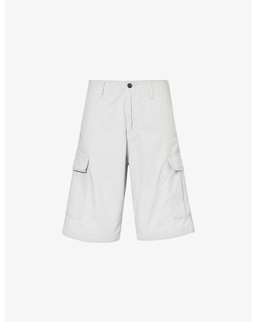 Carhartt White Logo-patch Regular-fit Cotton Cargo Shorts for men