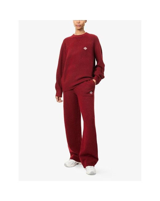 The Couture Club Red Emblem Fluffy Knitted Jumper