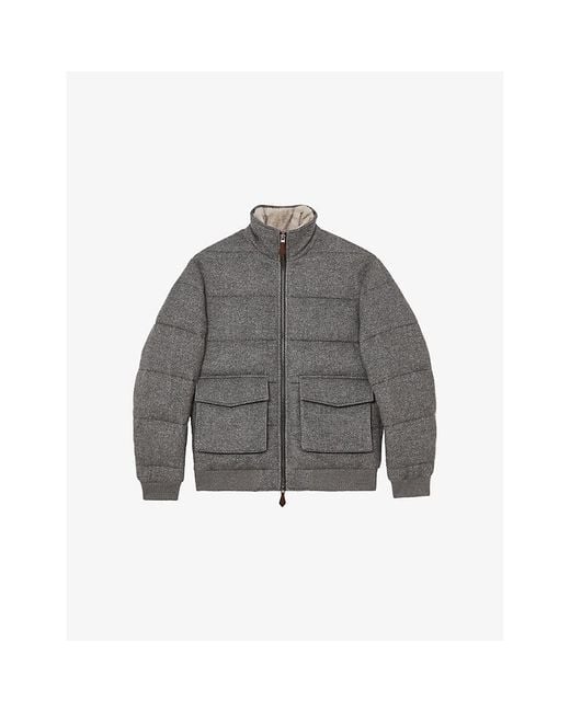 Reiss Gray Gerald Quilted Wool-Blend Jacket for men