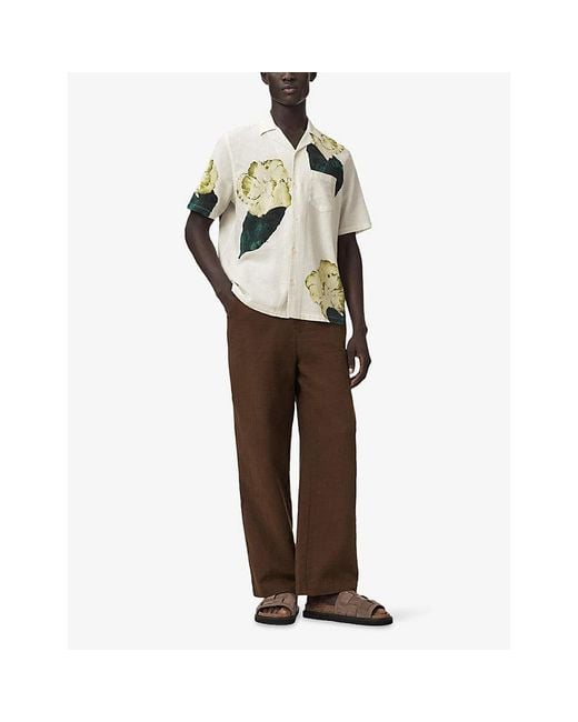 AllSaints White Nouvelle Floral-Print Cotton And Linen Shirt for men