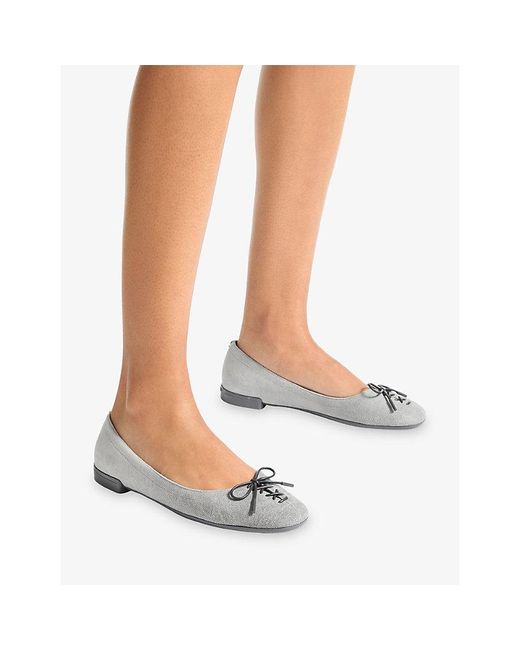 Jimmy Choo White Scarlett Suede Denim Ballerina Flats