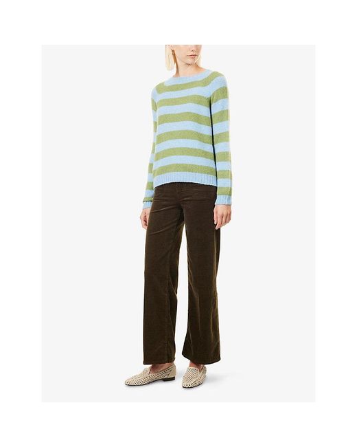 FRAME Brown Palazzo Wide-Leg Cotton-Blend Corduroy Trousers