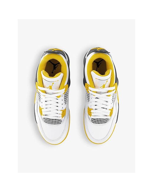 Nike Yellow Air Jordan 4 Branded Leather High-top Trainers