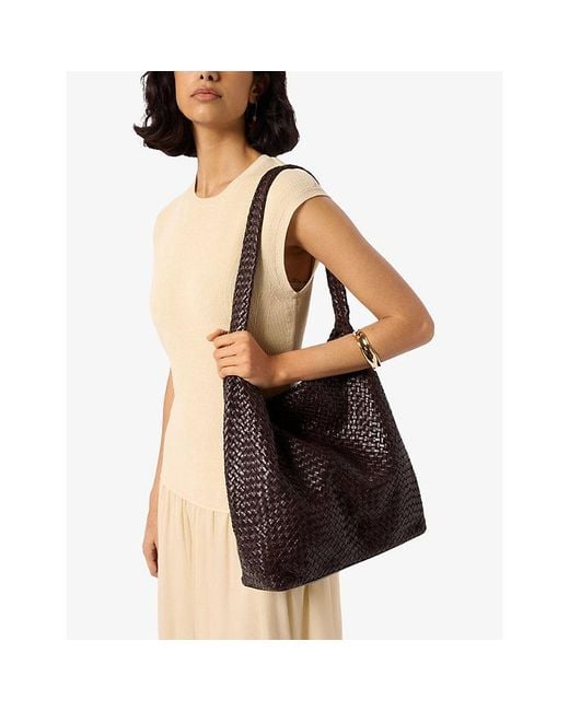 Whistles Brown Woven Leather Tote Bag