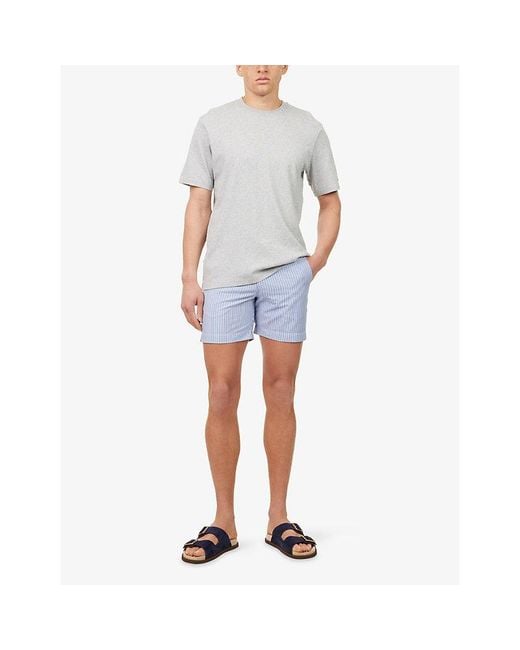 Orlebar Brown Blue Bulldog Seersucker Stripe Mid-Length Swim Shorts for men