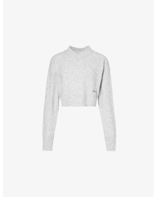 ADANOLA White V-neck Cropped Knitted Sweater X