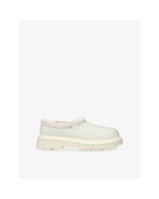 Ugg White Tasman Lug-Sole Suede Slippers for men