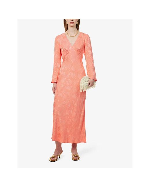 Rixo Orange Tabetha Open-back Floral-jacquard Midi Dress