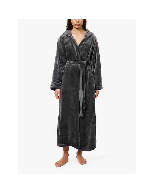Lounge Underwear Black Cuddle Me Brand-embroidered Relaxed-fit Recycled-polyester Robe Xl/x