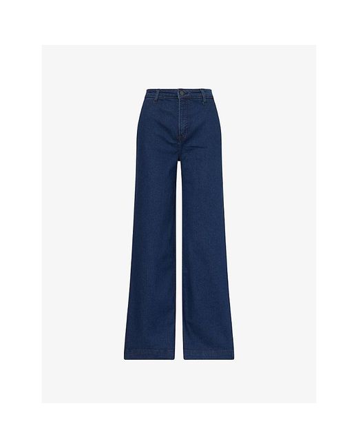 Reformation Blue Bex High-Rise Wide-Leg Stretch-Denim Jeans