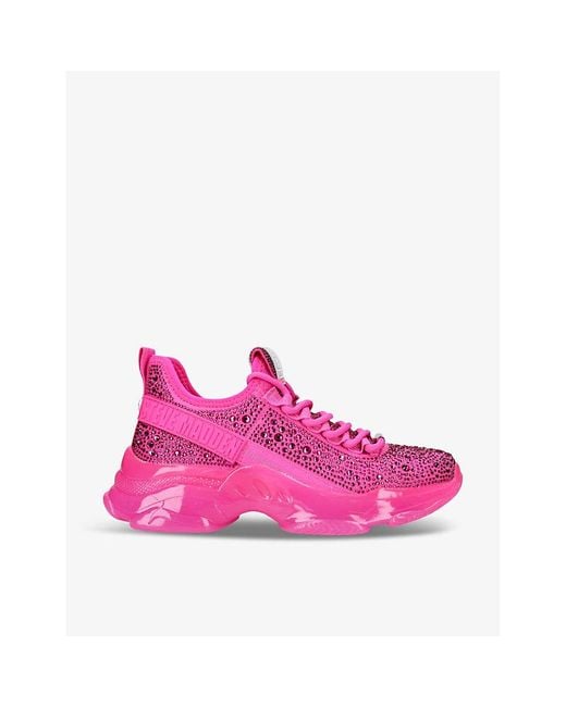 Steve Madden Pink Mistica Rhinestone-Embellished Woven Low-Top Trainers