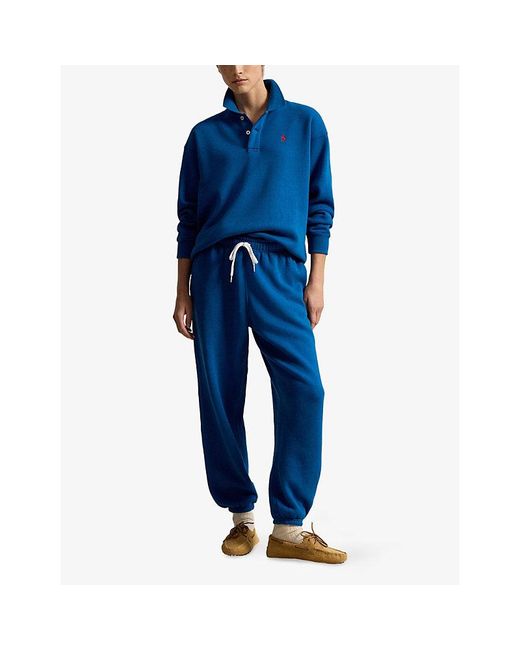 Polo Ralph Lauren Blue Logo-Embroidered Cotton Polo Sweatshirt