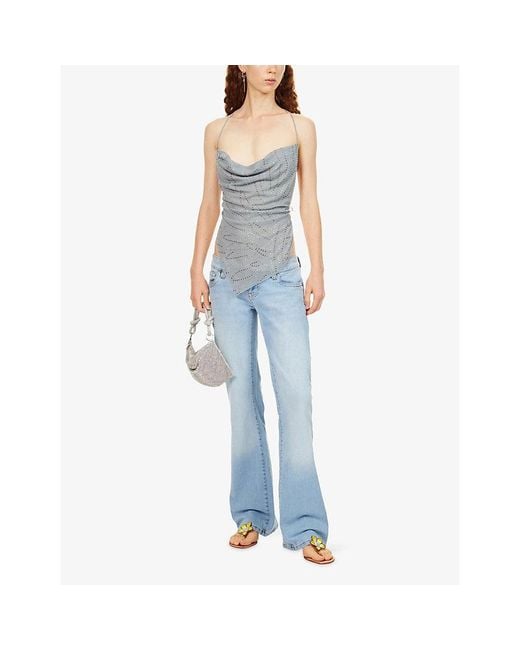 Jaded London Blue Kelsey Low-Rise Skinny Bootcut-Leg Stretch-Denim Jeans