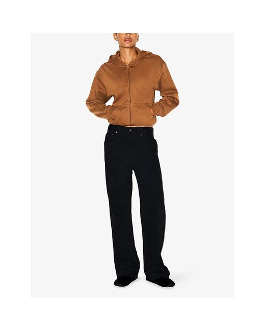 Skims Brown Classic Zip-Up Cotton Fleece Hoody
