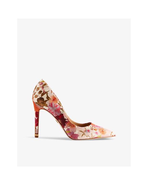 Ted Baker Pink Col Carai Floral-print Satin Court Heels