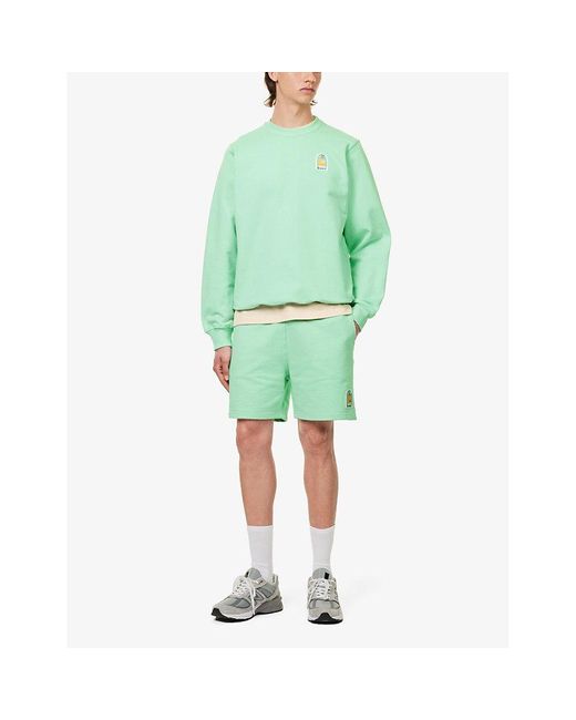 Casablancabrand Green L'arche De Nuit Graphic-patch Organic Cotton-jersey Sweatshirt for men