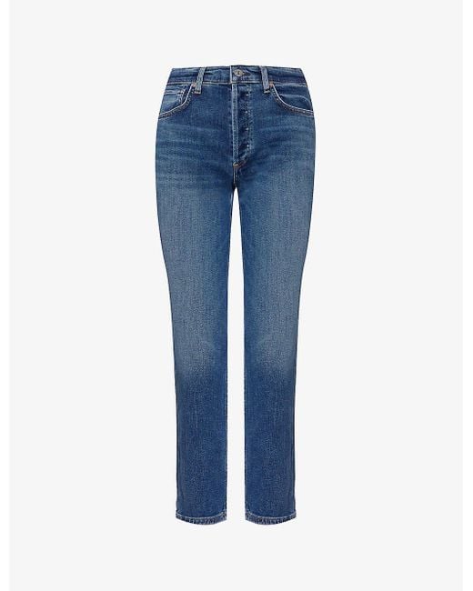 Citizens of Humanity Blue Jolene Straight-leg High-rise Stretch-denim Jeans