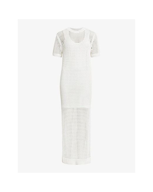 AllSaints White Paloma Open-knit Woven T-shirt Dress