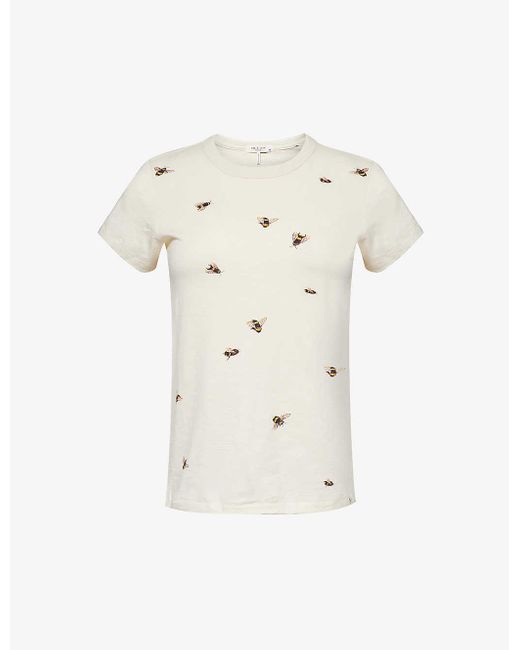 Rag & Bone Natural Bumblebee-print Ribbed-neckline Cotton-jersey T-shirt