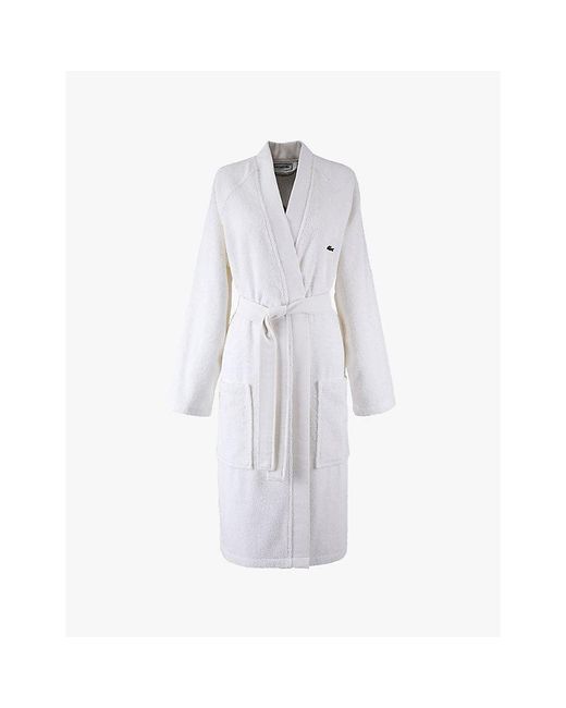Lacoste White L Défilé Logo-Embroidered Cotton Bathrobe