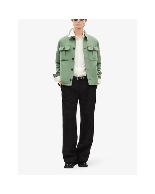 The Kooples Green Chest-Pocket Wool-Blend Jacket for men
