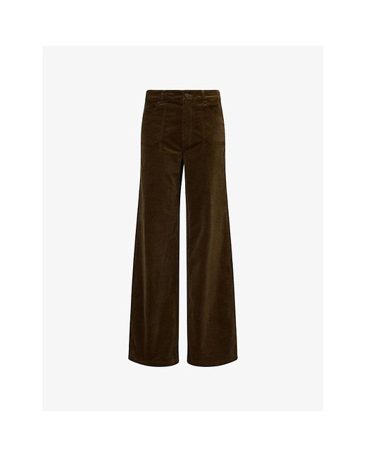 PAIGE Brown Anessa Corduroy Stretch-Cotton Blend Trousers