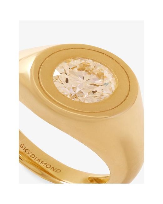 La Maison Du Couturier Metallic Skydiamond Crescent 18Ct And 0.1Ct Lab-Grown Diamond Signet Ring