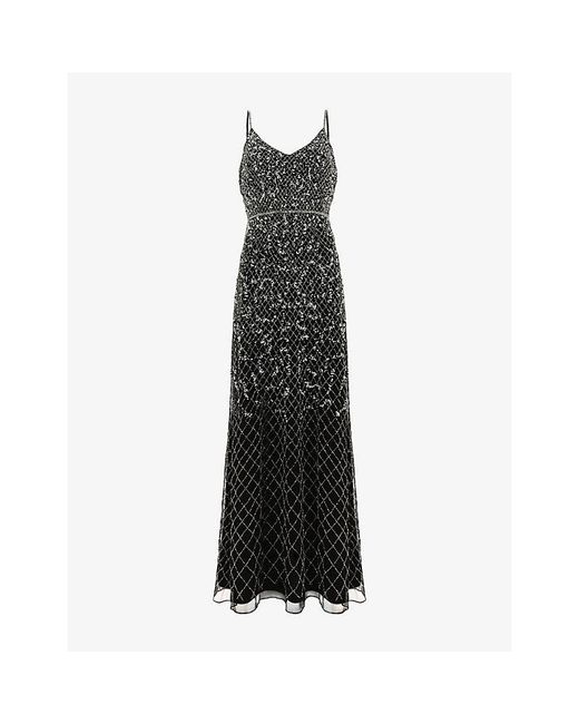 Phase Eight Black Alexia V-Neck Sequin-Embellished Maxi Dress