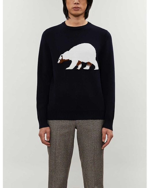 Sandro Blue Polar Bear Wool-blend Jumper for men