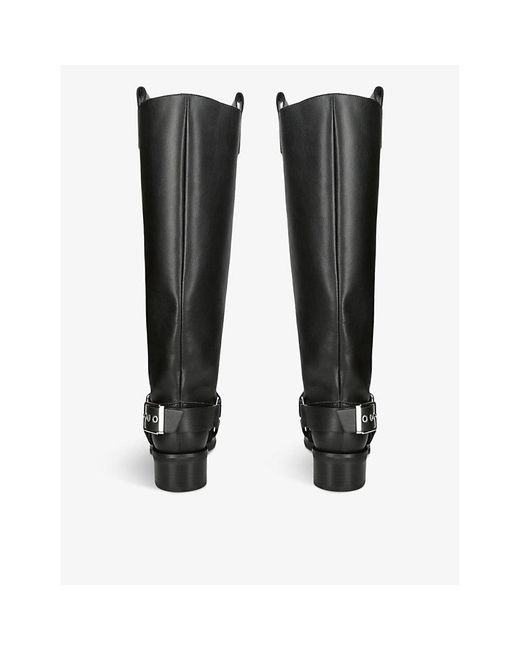 Ganni Black Buckle-embellished Leather Knee-high Boots