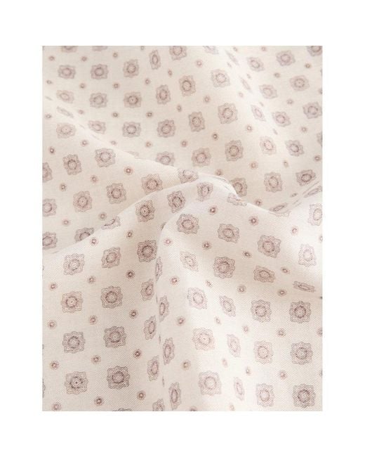 Eleventy Natural Printed Cotton And Wool Pocket Square for men
