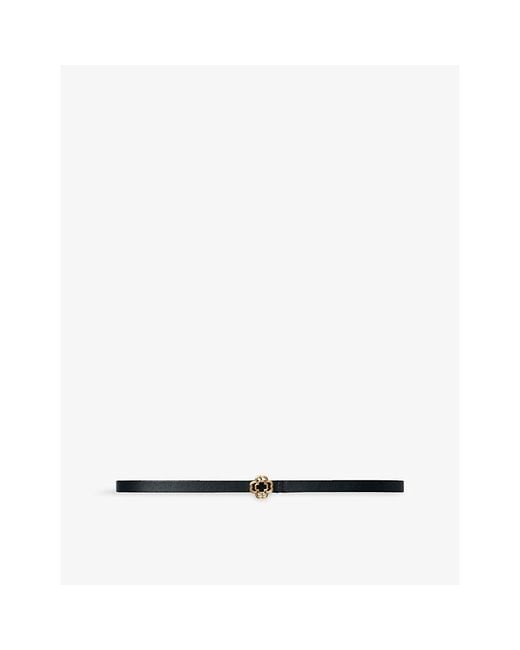 Maje White Logo-Buckle Leather Belt