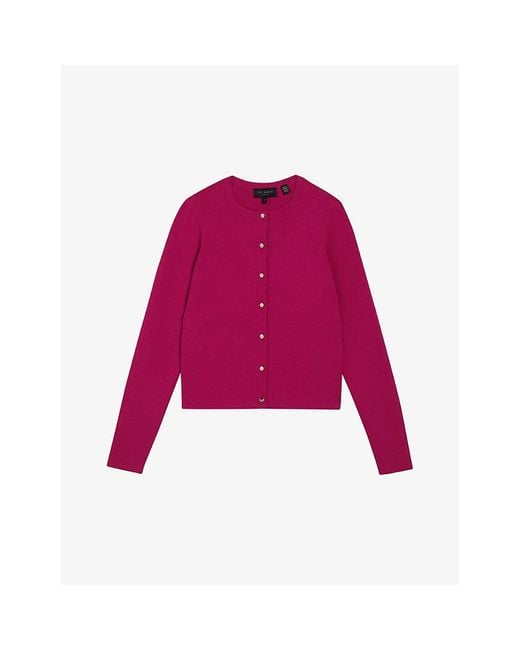 Ted Baker Purple Brylle Fitted Knitted Cardigan