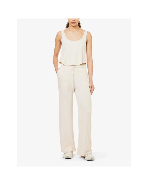 Beyond Yoga White Well Travelled Cropped Stretch-jersey Top