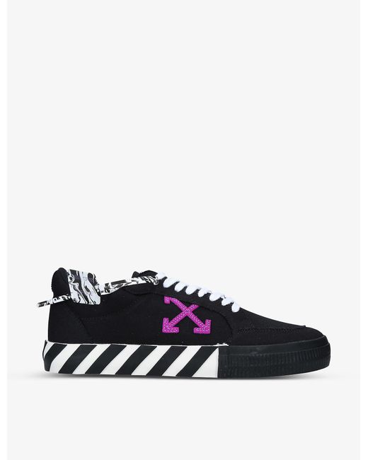 Off-White c/o Virgil Abloh Off White Mens Black Cotton Stripe Vulcanized Canvas Low-top Trainers for men
