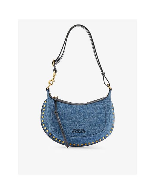 Isabel Marant Blue Oskan Moon Stud-embellished Denim Shoulder Bag