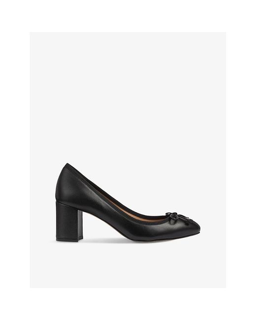 L.K.Bennett Black Juliette High Bow-Embellished Leather Heeled Ballerina Pumps