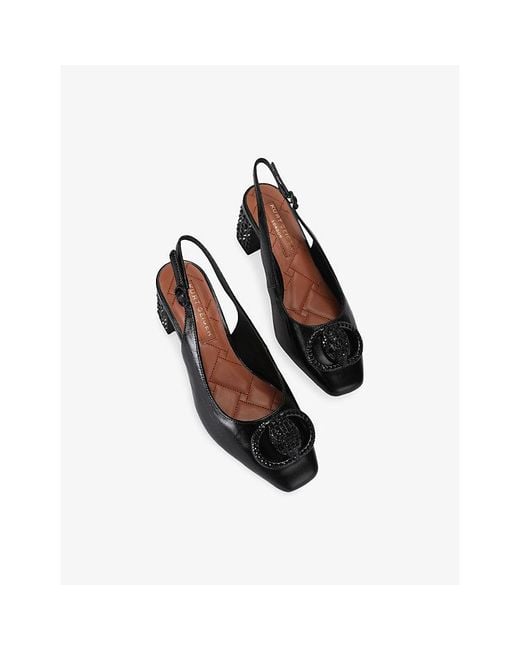 Kurt Geiger Black Chelsea Block Drench Leather Slingback Pumps