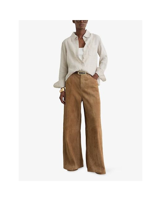 Reiss White Belle Relaxed-Fit Linen Shirt