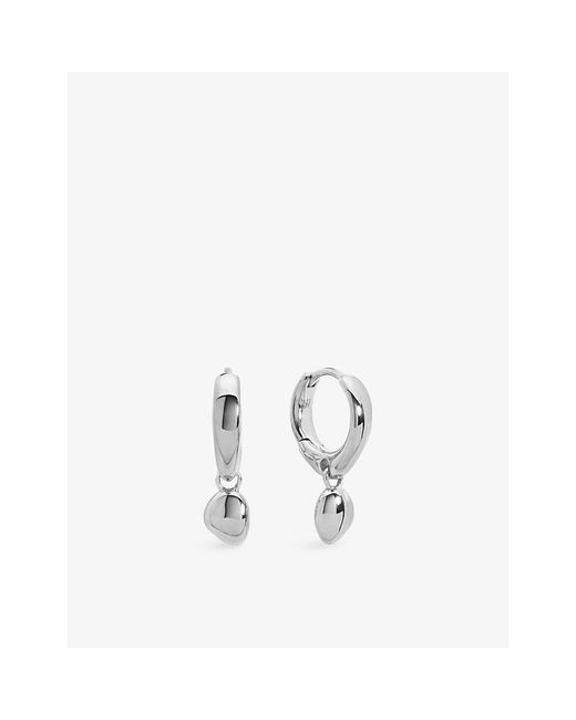 Monica Vinader White Nura Sterling- Drop Huggies