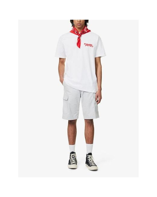 Carhartt White Logo-patch Regular-fit Cotton Cargo Shorts for men