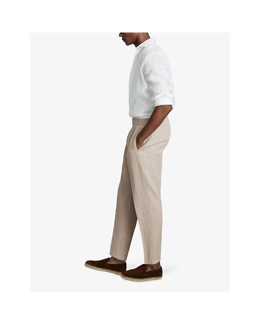 Reiss Natural Pact Straight-leg Relaxed-fit Cotton And Linen-blend Trousers for men
