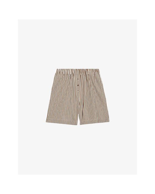 Claudie Pierlot Natural Striped Elasticated High-rise Cotton Shorts