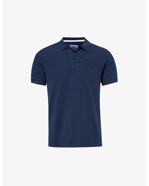 Vilebrequin Blue Palatin Logo-embroidered Cotton Polo Shirt for men