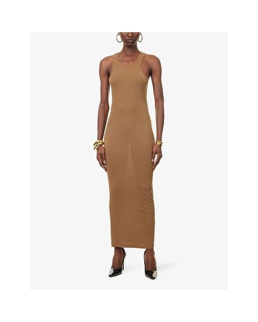 Entire studios Natural Muscle Tank Stretch-Cotton Midi Dress