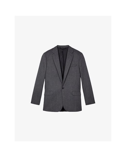 The Kooples Blue Notched-Lapel Relaxed-Fit Wool Blazer for men