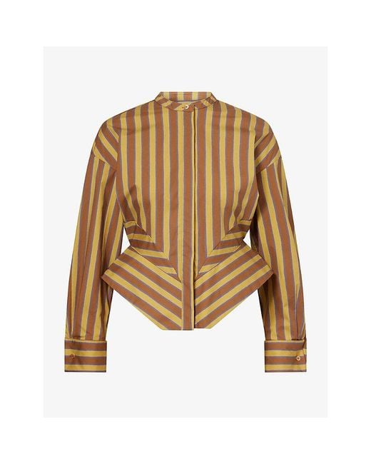 Staud Brown Rhys Stripe Cotton Top