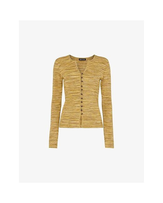 Whistles Yellow Spacedye V-neck Knitted Cardigan